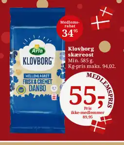 Dagli'Brugsen Arla Klovborg skæreost tilbud