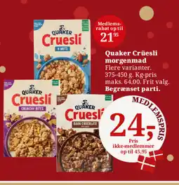 Dagli'Brugsen Quaker Crüesli morgenmad tilbud