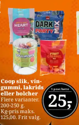 Dagli'Brugsen Coop slik, vin- gummi, lakrids eller bolcher tilbud