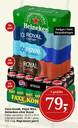 Dagli'Brugsen Faxe Kondi, Pepsi Max, Heineken eller Royal tilbud