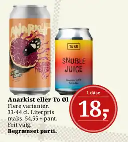 Dagli'Brugsen Anarkist eller To Øl tilbud
