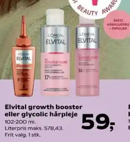 Kvickly Elvital growth booster eller glycolic hårpleje tilbud