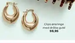 Kvickly Clips øreringe med dråbe guld tilbud