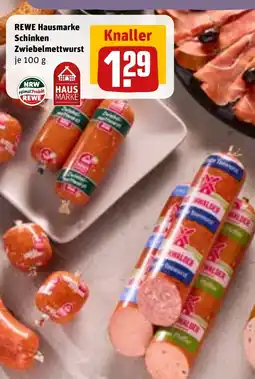 REWE DE REWE Hausmarke Schinken Zwiebelmettwurst tilbud