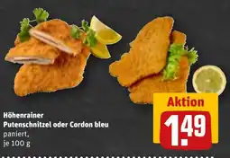REWE DE Höhenrainer Putenschnitzel oder Cordon bleu tilbud