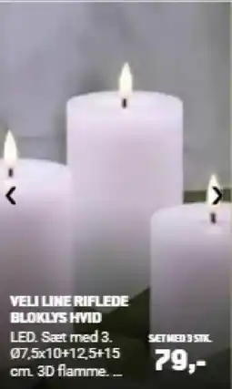XL-BYG Veli line riflede bloklys hvid tilbud