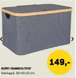 XL-BYG Kurv i bambus/stof tilbud