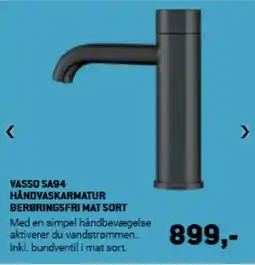 XL-BYG Vasso sa94 håndvaskarmatur berøringsfri mat sort tilbud