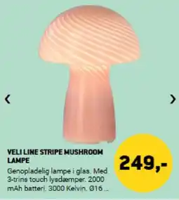 XL-BYG Veli line stripe mushroom lampe tilbud
