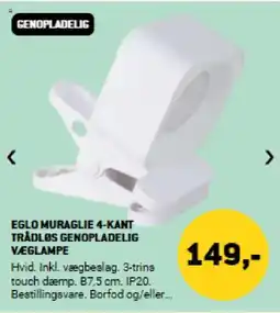 XL-BYG Eglo muraglie 4-kant trådløs genopladelig væglampe tilbud
