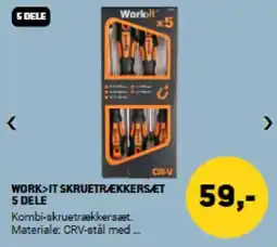 XL-BYG WORK>IT Skruetrækkersæt 5 dele tilbud