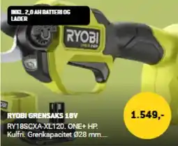 XL-BYG RYOBI Grensaks 18v tilbud