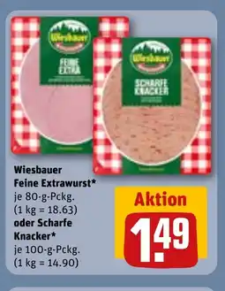 REWE DE Wiesbauer Feine Extrawurst oder Scharfe Knacker tilbud