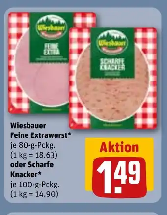 REWE DE Wiesbauer Feine Extrawurst oder Scharfe Knacker tilbud
