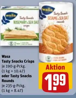 REWE DE Wasa Tasty Snacks Crisps oder Tasty Snacks Rounds tilbud