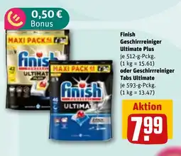 REWE DE Finish Geschirrreiniger Ultimate Plus oder Geschirrreiniger Tabs Ultimate tilbud
