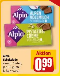 REWE DE Alpia Schokolade tilbud