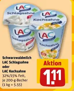 REWE DE Schwarzwaldmilch LAC Schlagsahne oder LAC Kochsahne tilbud