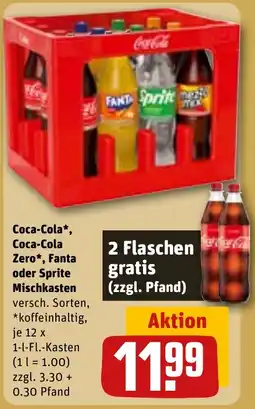 REWE DE Coca-Cola , Coca-Cola Zero, Fanta oder Sprite Mischkasten tilbud