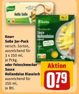 REWE DE Knorr Soße 3er-Pack oder Feinschmecker Sauce Hollandaise Klassisch tilbud