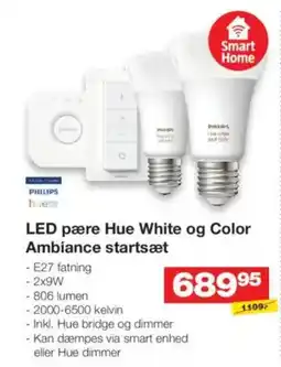 Bauhaus LED pære Hue White og Color Ambiance startsæt tilbud