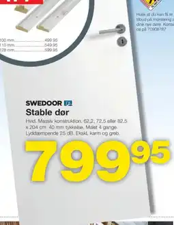 Bauhaus SWEDOOR Stable dør tilbud