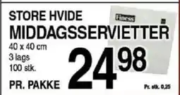 ABC Lavpris Store hvide middagsservietter tilbud