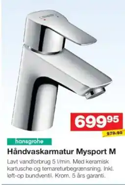 Bauhaus Hansgrohe håndvaskarmatur mysport m tilbud