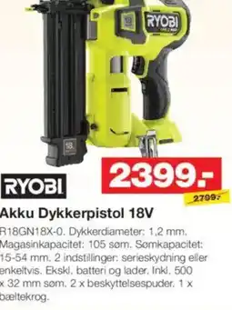 Bauhaus RYOBI Akku Dykkerpistol 18V tilbud