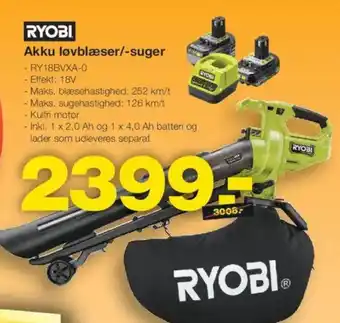 Bauhaus RYOBI Akku løvblæser/-suger tilbud