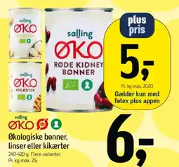 Føtex Økologiske bønner, linser eller kikærter tilbud