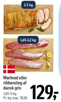Føtex Mørbrad eller ribbensteg af dansk gris tilbud