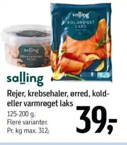 Føtex Salling rejer, krebsehaler, ørred, kold- eller varmrøget laks tilbud