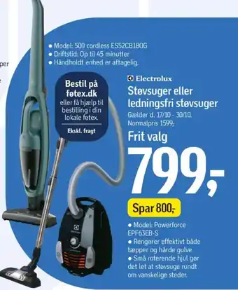 Føtex Electrolux Støvsuger eller ledningsfri støvsuger tilbud