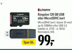 Føtex Kingston kingston 128 gb usb eller microsdhc kort tilbud