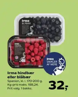 Kvickly Irma hindbær eller blåbær tilbud