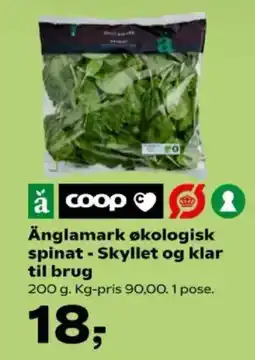 Kvickly Änglamark økologisk spinat - Skyllet og klar til brug tilbud