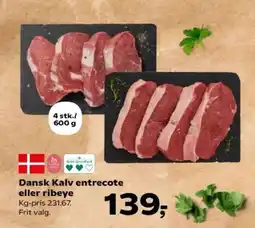 Kvickly Dansk Kalv entrecote eller ribeye tilbud