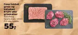 Kvickly Coop hakket grise- og kalvekød 8-12% eller grisekæber tilbud