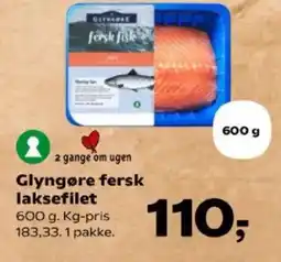 Kvickly Glyngøre fersk laksefilet Kg-pris tilbud