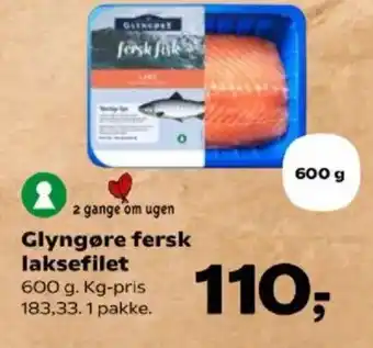 Kvickly Glyngøre fersk laksefilet Kg-pris tilbud