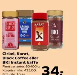 Kvickly Cirkel, Karat, Black Coffee eller BKI Instant kaffe tilbud
