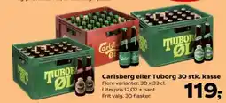 Kvickly Carlsberg eller Tuborg 30 stk. kasse tilbud