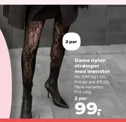 Kvickly Dame nylon strømper med mønster tilbud