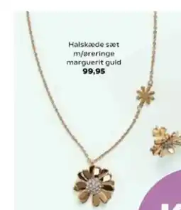 Kvickly Halskæde sæt m/øreringe marguerit guld tilbud