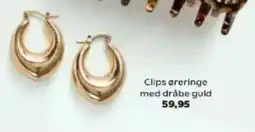 Kvickly Clips øreringe med dråbe guld tilbud