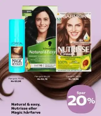 Kvickly Natural & easy, Nutrisse eller Magic hårfarve tilbud