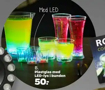 Plastglas med LED-lys i bunden