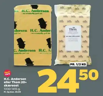 Netto H.C. Andersen eller Them 20+ skæreost tilbud