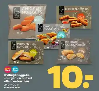 Netto Kyllingenuggets, -burger, -schnitzel eller cordon bleu tilbud